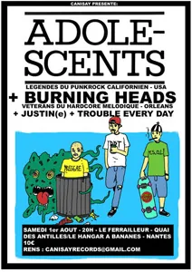 The Adolescents + Burning Heads + Justin(e) + Trouble Every Day au Ferrailleur à Nantes le 01/08/2009