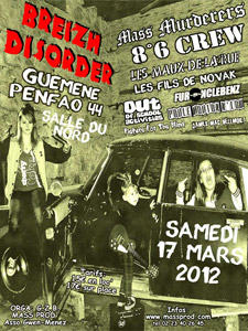 Festival Breizh Disorder avec Mass Murderers et 8°6 Crew à Guémené-Penfao le 17/03/2012